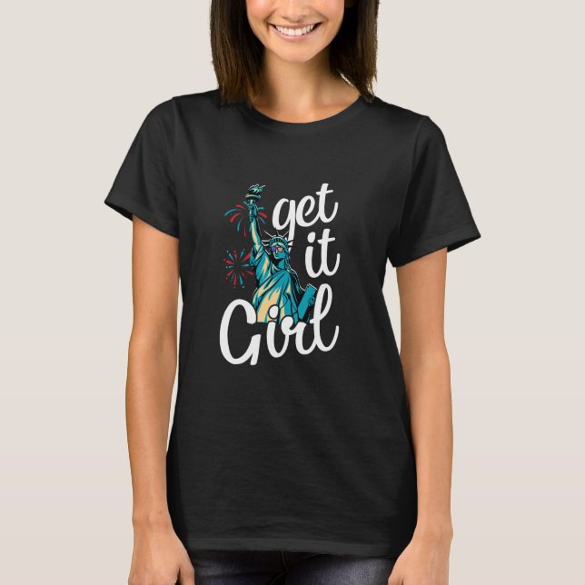 Freiheitsstatue bringt Girl American T-Shirt (Vorderseite)