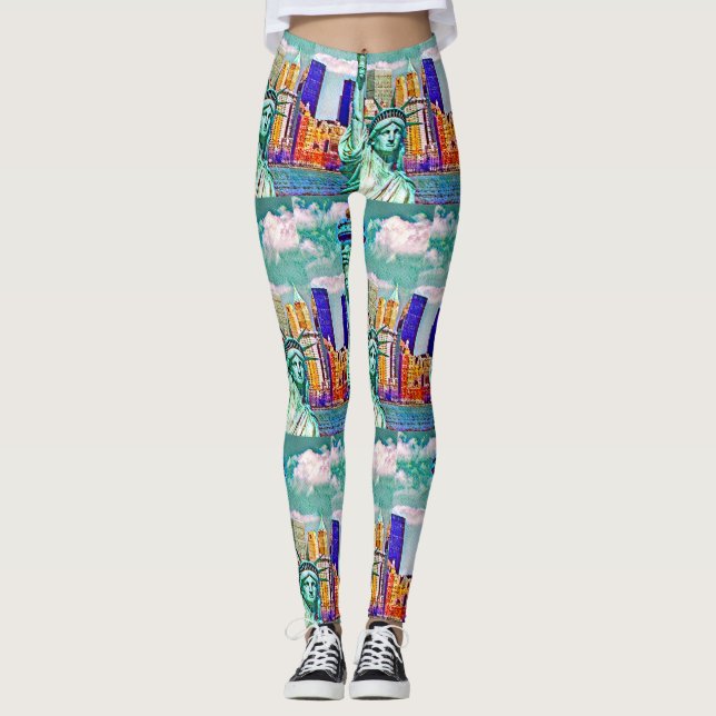 Freiheitsstatue Dame Pop Art Leggings (Vorderseite)