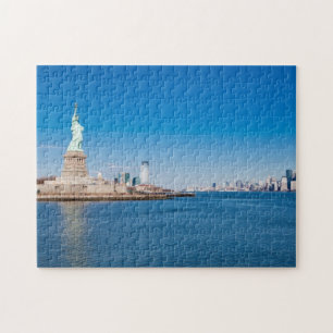 Freiheitsstatue, den Hudson und Manhattan