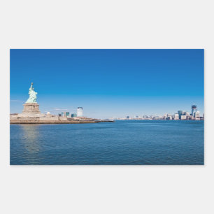 Freiheitsstatue, den Hudson und Manhattan Rechteckiger Aufkleber