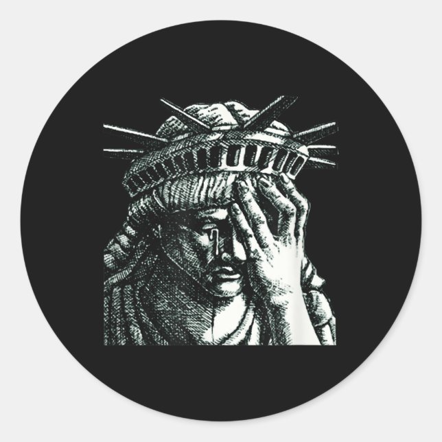 Freiheitsstatue, die gegen Trump Widerstand leiste Runder Aufkleber (Vorderseite)