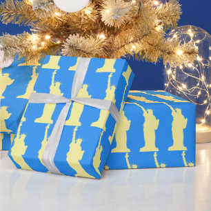Freiheitsstatue Elegant Blau und Gelb Geschenkpapier