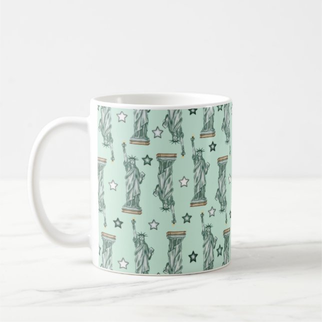 Freiheitsstatue - Grüne Sterne Kaffeetasse (Links)