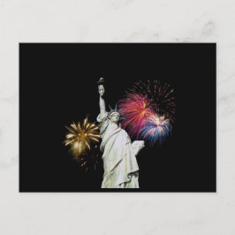 Freiheitsstatue - Hintergrund der Feuerwerke Postkarte