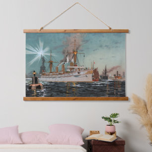 Freiheitsstatue Hudson New York City Wandteppich Mit Holzrahmen