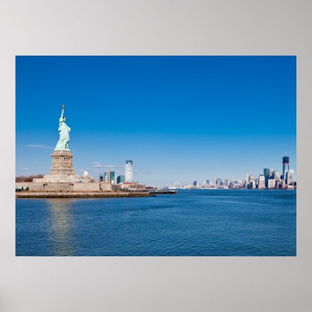 Freiheitsstatue, Hudson River und Manhattan Poster (Vorne)