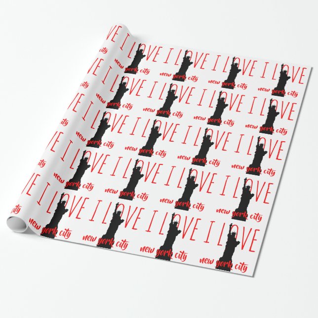 Freiheitsstatue I Liebe New Yok City Pop Art Geschenkpapier (Ungerollt)