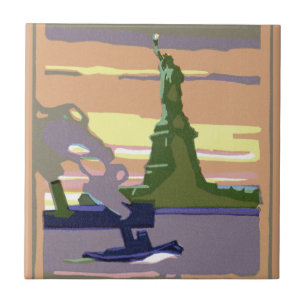 Freiheitsstatue in New York City, Vintage Reise Fliese
