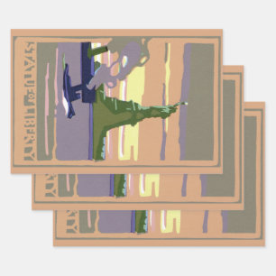 Freiheitsstatue in New York City, Vintage Travel Geschenkpapier Set