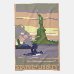 Freiheitsstatue in New York City, Vintage Travel Geschirrtuch