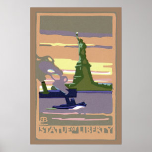 Freiheitsstatue in New York City, Vintage Travel Poster