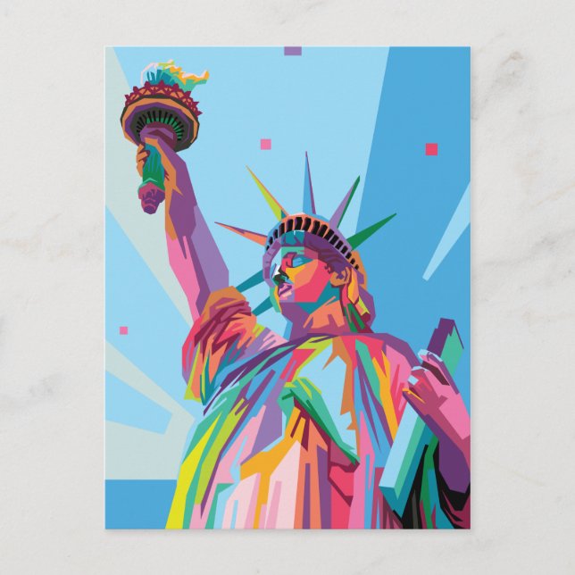 Freiheitsstatue in New York Farbenfrohe Pop Kunst Postkarte (Vorderseite)