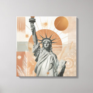 Freiheitsstatue Mandala-Wandkunst Modern Boho Leinwanddruck