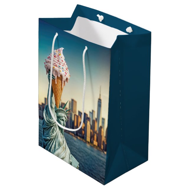 Freiheitsstatue mit Birthday Ice Cream Cone Mittlere Geschenktüte (Vorderseite Schrägansicht)