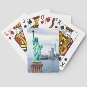 Freiheitsstatue mit dem World Trade Center Spielkarten