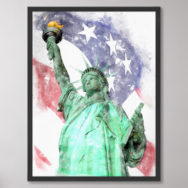 Freiheitsstatue mit Flaggenfarbe Fotodruck