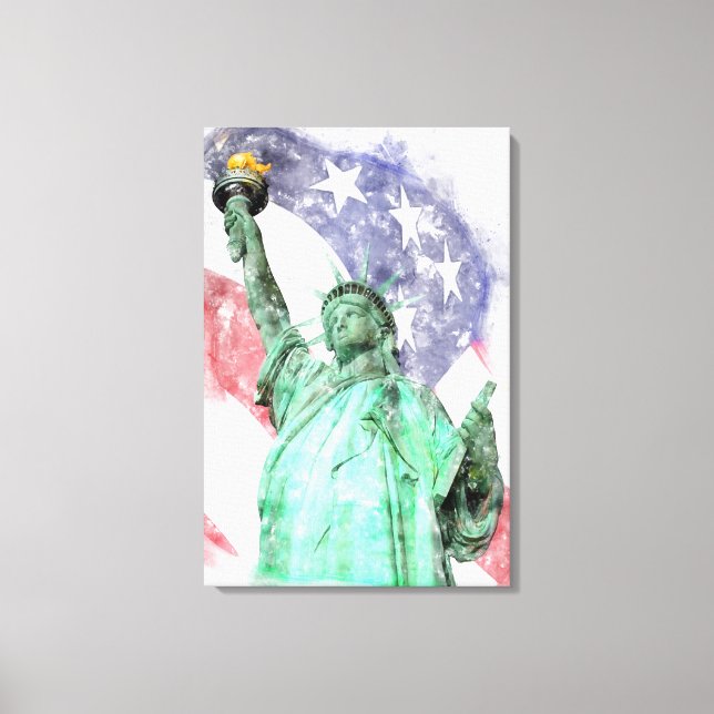 Freiheitsstatue mit Flaggenfarbe Leinwanddruck (Vorderseite)