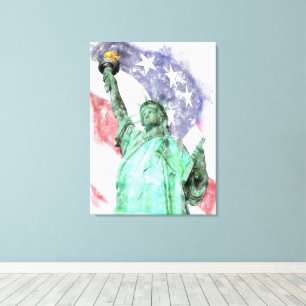Freiheitsstatue mit Flaggenfarbe Leinwanddruck