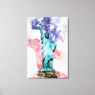 Freiheitsstatue mit Flaggenfarbe Leinwanddruck