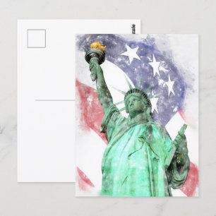 Freiheitsstatue mit Flaggenfarbe Postkarte