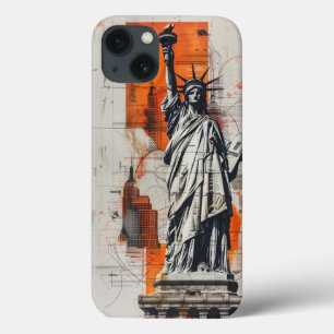 Freiheitsstatue: Moderne architektonische Blaupaus Case-Mate iPhone Hülle