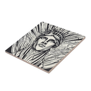 Freiheitsstatue Moderne Line Art Fliese