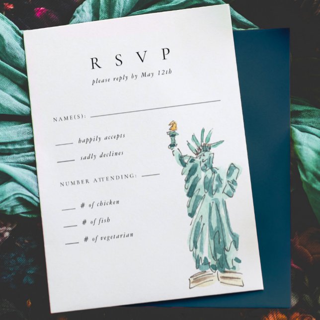 Freiheitsstatue New York City Wedding RSVP Karte (Von Creator hochgeladen)