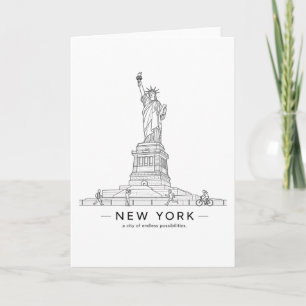 Freiheitsstatue New York Line Art Karte