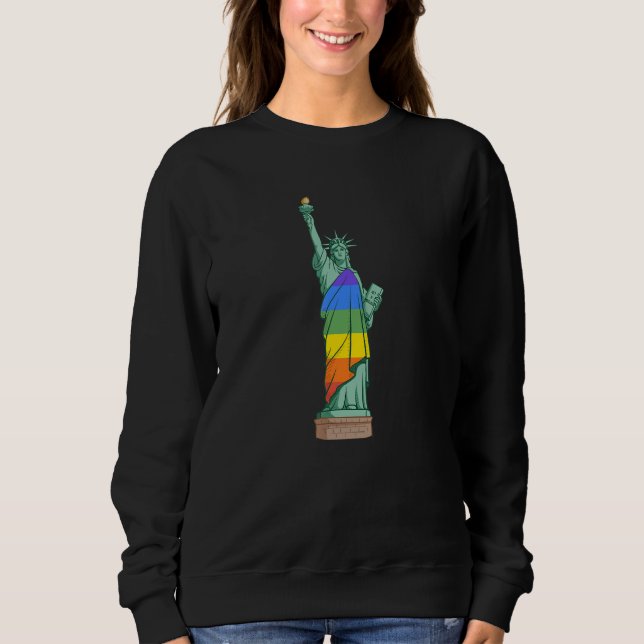 Freiheitsstatue New York Ny Wearing LGBT Rainbow Sweatshirt (Vorderseite)