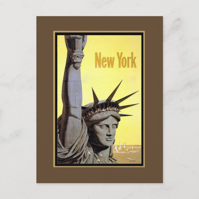 Freiheitsstatue New York Reiseplakat Postkarte (Vorderseite)
