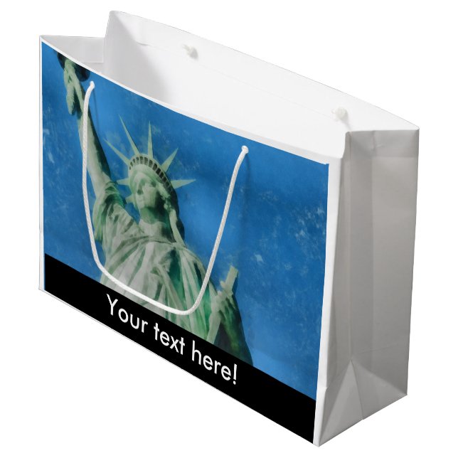 Freiheitsstatue, New Yorker Aquarelle Große Geschenktüte (Vorderseite Schrägansicht)