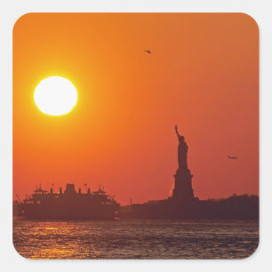 Freiheitsstatue, New Yorker Hafen, NY, USA, Quadratischer Aufkleber