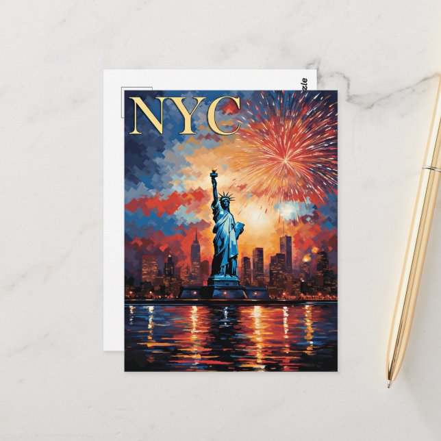 Freiheitsstatue, NYC, Postkarte (Vorderseite/Rückseite Beispiel)