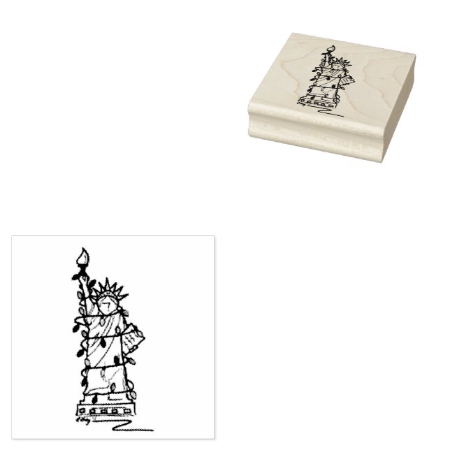 Freiheitsstatue NYC Weihnachten Hanukkah Lights Gummistempel (Stempel)