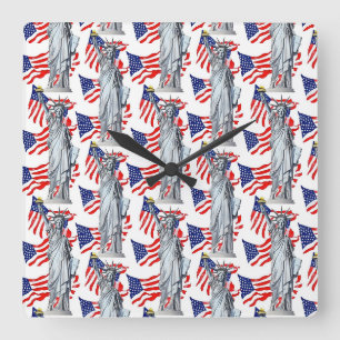 Freiheitsstatue, Patriot Amerika Quadratische Wanduhr