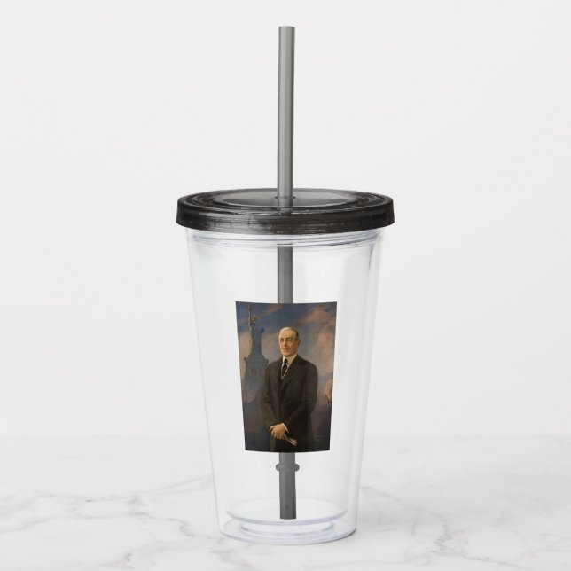 Freiheitsstatue & Präsident Woodrow Wilson Acryltrinkbecher (Vorderseite)
