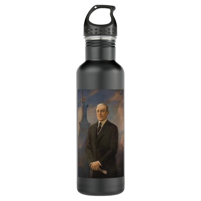 Freiheitsstatue & Präsident Woodrow Wilson Edelstahlflasche (Vorderseite)