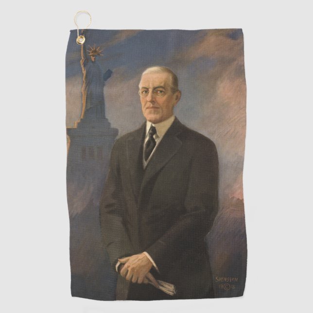 Freiheitsstatue & Präsident Woodrow Wilson Golfhandtuch (Vorderseite)