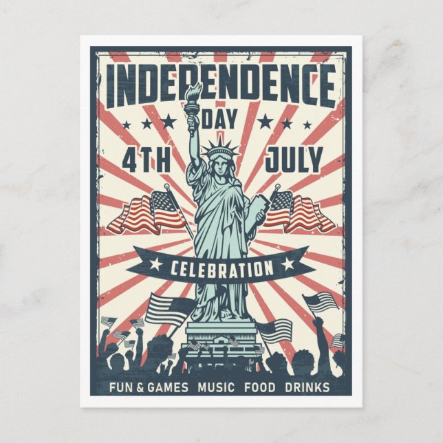 Freiheitsstatue Retro Postkarte (Vorderseite)