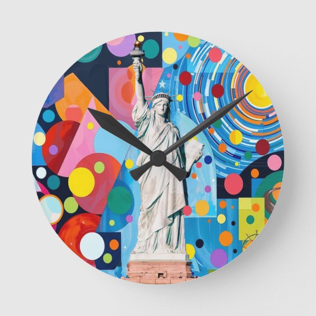 Freiheitsstatue Runde Wanduhr (Vorderseite)