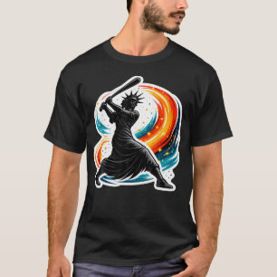 Freiheitsstatue Schwingt Baseballschläger Amerikan T-Shirt