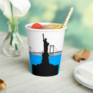Freiheitsstatue Silhouette New York Skyline Pappbecher