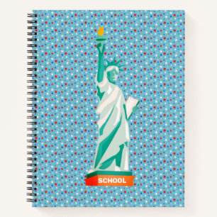 Freiheitsstatue & Sterne auf Hellblau Notizbuch