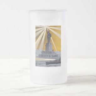 Freiheitsstatue Torch und Zweiter Weltkrieg der US Mattglas Bierglas