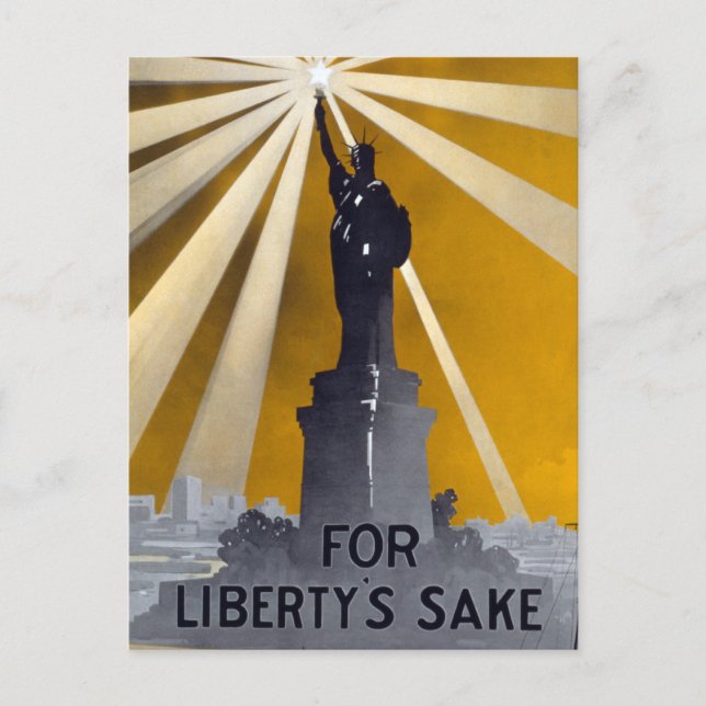 Freiheitsstatue Torch und Zweiter Weltkrieg der US Postkarte (Vorderseite)