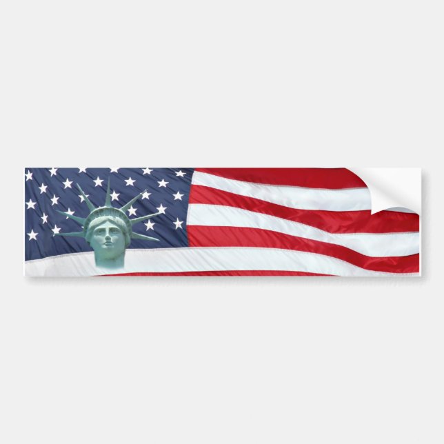 Freiheitsstatue und amerikanische Flagge Autoaufkleber (Vorne)