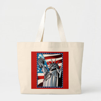 Freiheitsstatue und amerikanische Flagge Jumbo Stoffbeutel