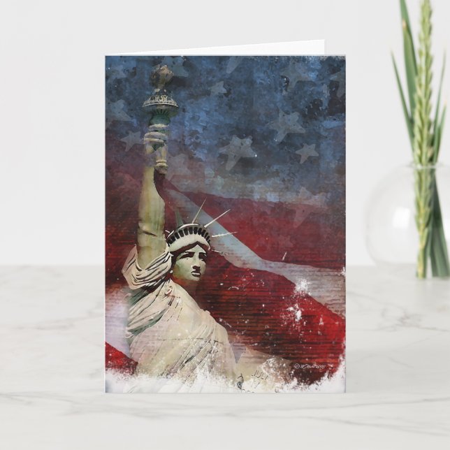 Freiheitsstatue und amerikanische Flagge Karte (Vorderseite)