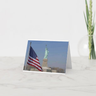 Freiheitsstatue und amerikanische Flagge Patriotis Dankeskarte