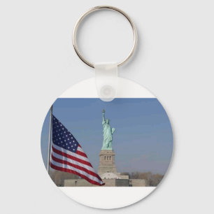 Freiheitsstatue und amerikanische Flagge Patriotis Schlüsselanhänger